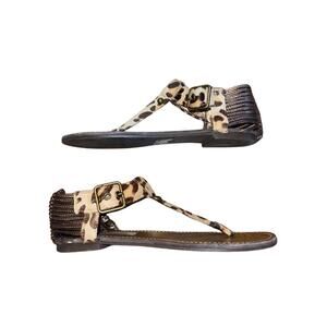 Steve Madden Cheetah Print T-Strap Thong Sandals Size 6.5 Vacation Resort